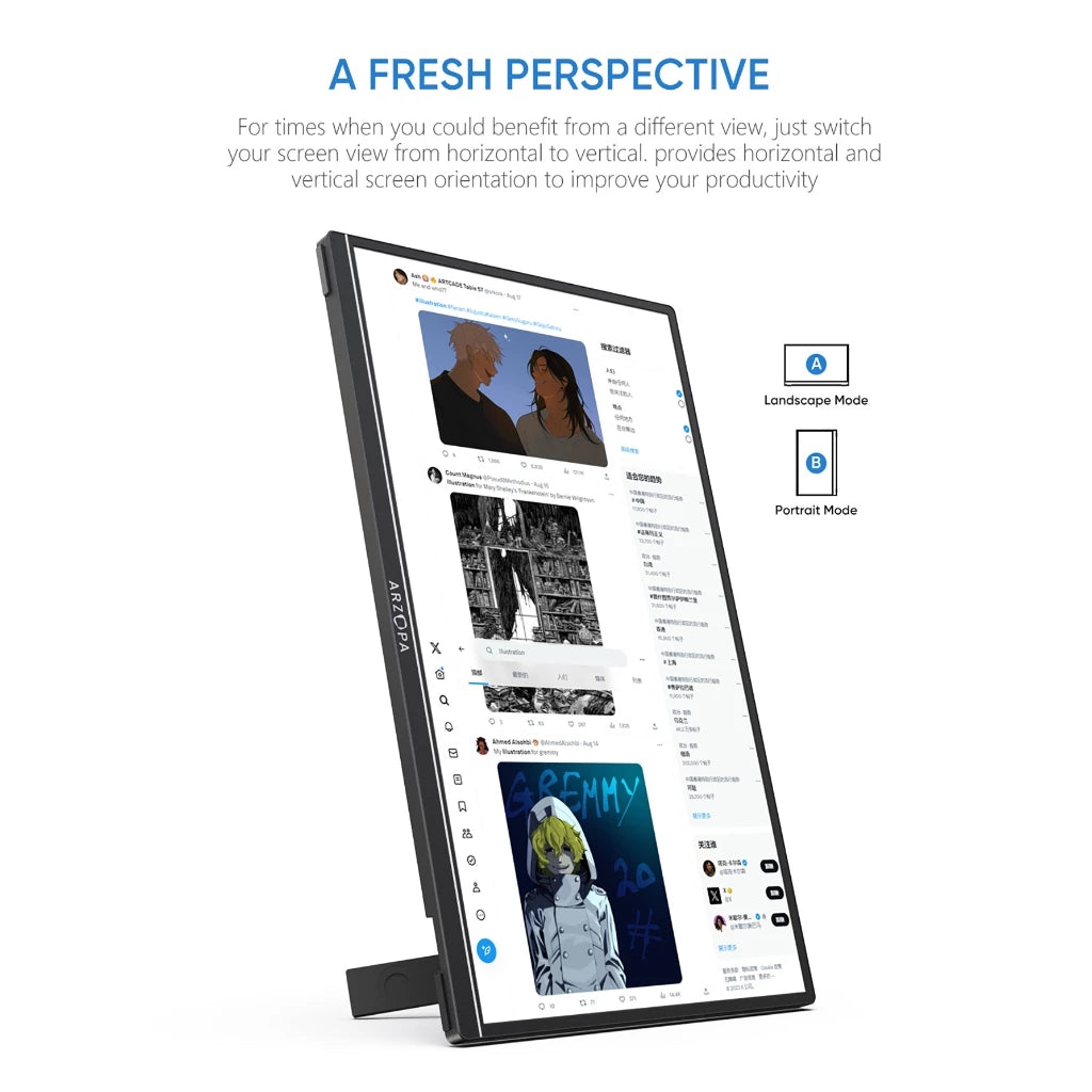 ARZOPA 14" A1 Portable Laptop Monitor FHD 1080P External Display with Dual Speakers Second Screen